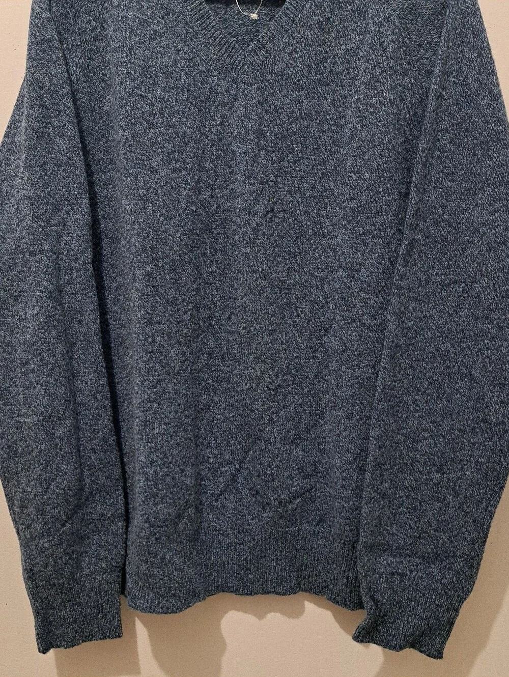 J.Crew Lambswool V- Neck Lightweight Speckled Pull Over Sweater XL Dark Blue